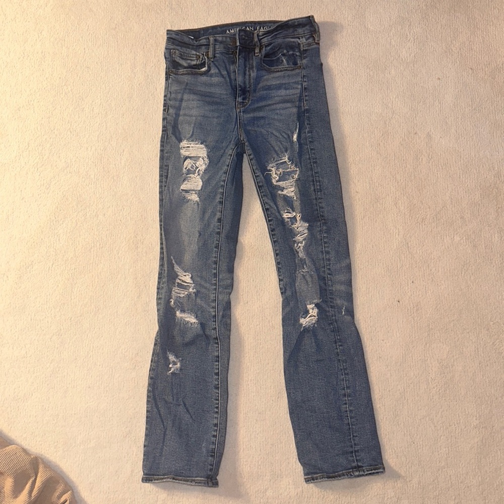 American Eagle Blue Ripped Jeans, Size 4